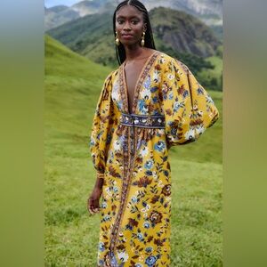 FARM Rio Yellow and Blue Floral Maxi Dress